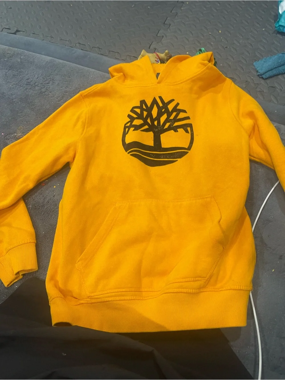 Yellow Sweatshirt with Black Tree Logo timberland